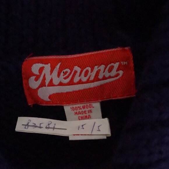 Vintage Merona Navy Wool Canoe Fishing Graphic Sweater Cabincore Eclectic Small - Picture 11 of 11